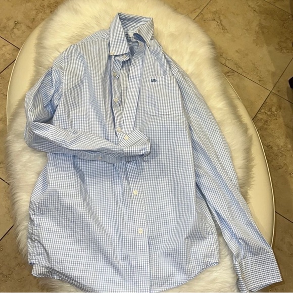 Southern Tide Light Blue Checkered Dress Shirt - Picture 7 of 7